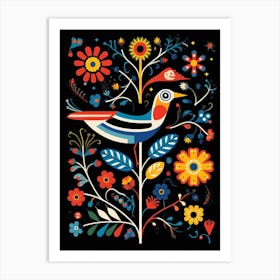 Folk Bird Illustration Magpie 1 Art Print