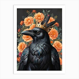 Crow with flower Art Print