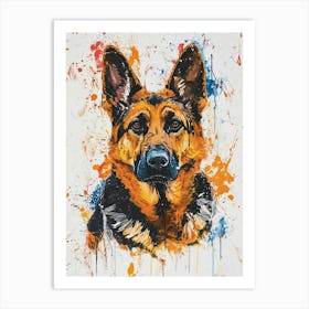 German Shepherd Acrylic Painting 8 Art Print