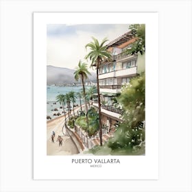 Puerto Vallarta 3 Watercolour Travel Poster Art Print