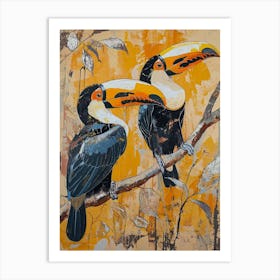 Toucans Kitsch Brushstrokes 3 Art Print