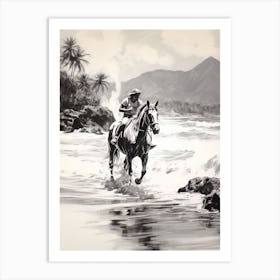 A Horse Oil Painting In Maui Beaches Hawaii, Usa, Portrait 3 Art Print