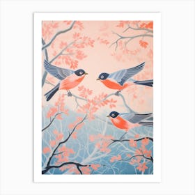 Vintage Japanese Inspired Bird Print European Robin 2 Art Print