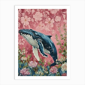 Floral Animal Painting Humpback Whale 4 Art Print