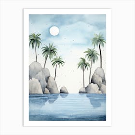 Watercolour Of The Baths   Virgin Gorda British Virgin Islands 0 Art Print