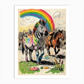 Rainbow Zebra 1 Art Print