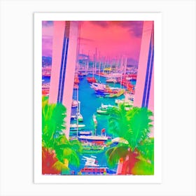 Port Of Davao Philippines Retro Risograph Print harbour Art Print