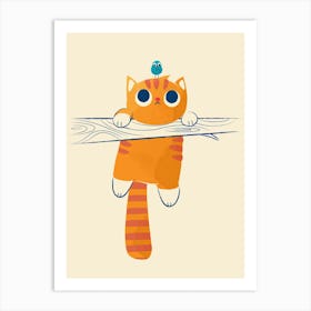 Fat Cat, Little Bird Art Print