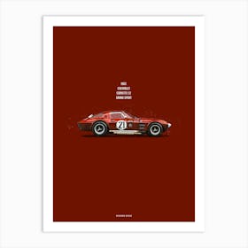 Cars in Colors, Corvette Grand Sport Red Art Print