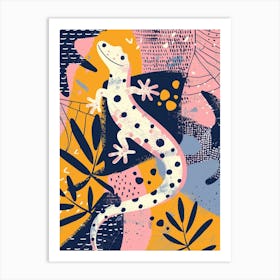 Golden Gecko Abstract Modern Illustration 3 Art Print