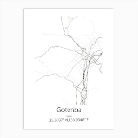 Gotenba,Japan Minimalist Map Art Print