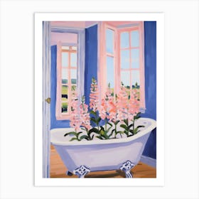 A Bathtube Full Of Foxglove In A Bathroom 3 Art Print