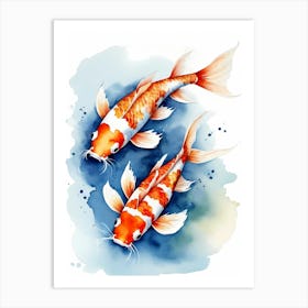 Koi Fish Watercolor Painting (16) Art Print
