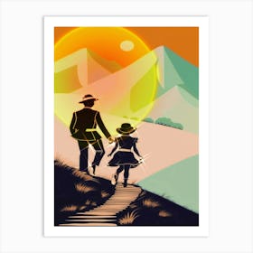 Couple Walking Down A Path Art Print