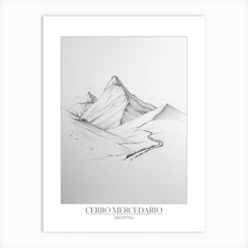 Cerro Mercedario Argentina Line Drawing 1 Poster Art Print