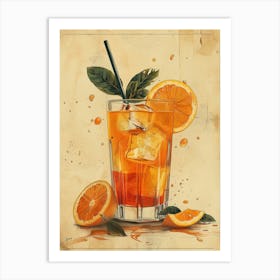 Aperol Spritz Art Print Orange Iced Tea Art Print