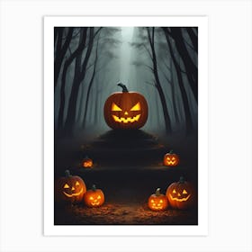 Halloween Pumpkins In The Woods 1 Art Print