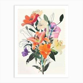 Lily 2 Collage Flower Bouquet Art Print