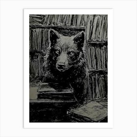 Wolf In The Library Art Print