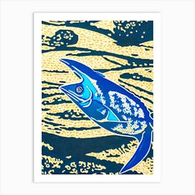 Blue Tang Linocut Art Print