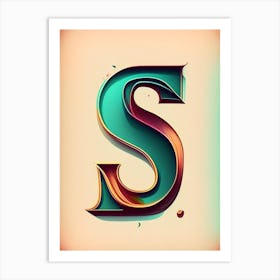 S, Letter, Alphabet Retro Drawing 3 Art Print