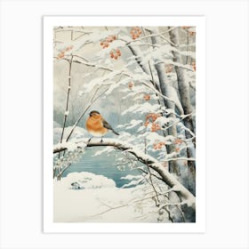 Winter Bird Painting Robin 2 Art Print