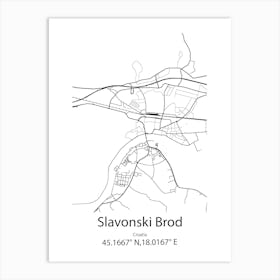 Slavonski Brod,Croatia Minimalist Map Art Print