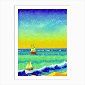 Sailboats On The Beach Art Print