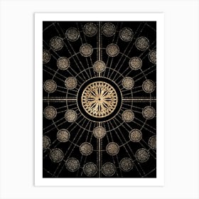 Geometric Glyph Radial Array in Glitter Gold on Black n.0437 Art Print