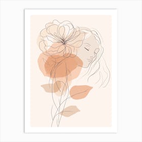 Boho Line Art Bloom Body Portrait Art Art Print