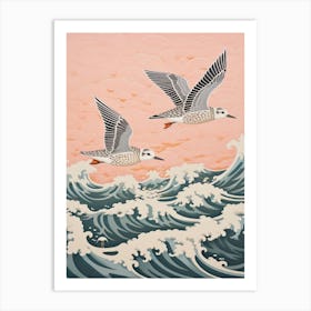 Vintage Japanese Inspired Bird Print Grey Plover 3 Art Print