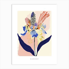 Colourful Flower Illustration Poster Bluebonnet 1 Art Print
