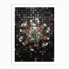 Vintage Ixia Liliago Flower Wreath on Dot Bokeh Pattern n.0109 Art Print