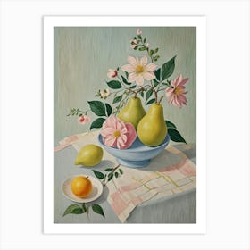 Pears And Flowers Art Print