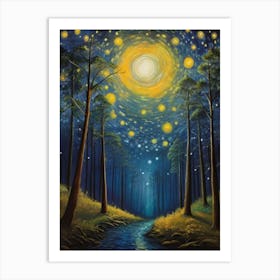 Starry Night In The Forest 2 Art Print