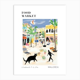 The Food Market In Mallorca 4 Illustration Poster Art Print