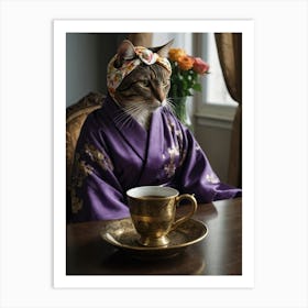 Cat In Kimono 5 Art Print