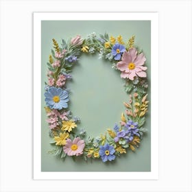 Floral Frame In Pastel Art Print