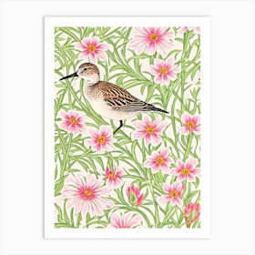 Dunlin William Morris Style Bird Art Print