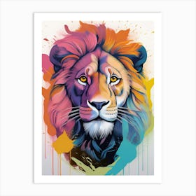 Colourful Lion Portrait 1 Art Print