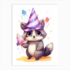 Cute Kawaii Cartoon Raccoon 23 Art Print