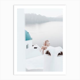 Whitewashed Wonder, Santorini Art Print