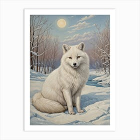 Arctic Fox In Winter Sun Art Print