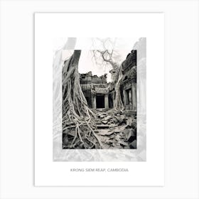 Poster Of Krong Siem Reap, Cambodia, Black And White Old Photo 3 Art Print