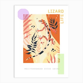 Red Mediterranean House Gecko Abstract Modern Illustration 1 Poster Art Print