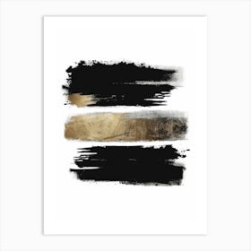 Black And Gold Brush Strokes 24 Art Print