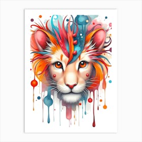 Whimsy in the Wild: A Baby Lion’s Dream Art Print