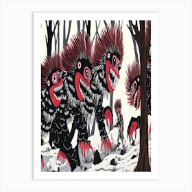 Monsters In The Woods Art Print