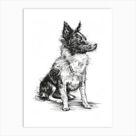 Furry Wire Haired Dog Line Sketch 2 Art Print