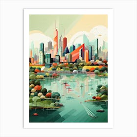 Rotterdam, Netherlands, Geometric Illustration 3 Art Print